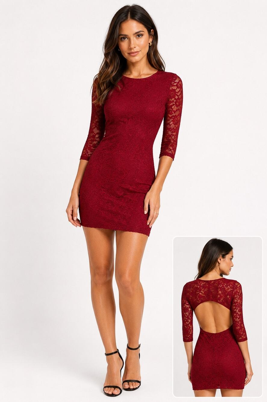Lovers + Friends Revolve Lace Bodycon Dress XS Red Open Back Cocktail Mini